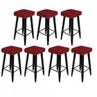 Kit 07 Banqueta Alta Quadrado Luma Preto Vermelho