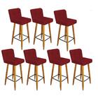 Kit 07 Banqueta Alta Suede Vermelho