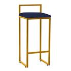 Kit 07 Banqueta Lina Ferro Dourado Corino Azul Marinho