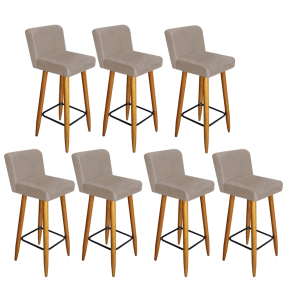 Kit 07 Banquetas Lara Com Encosto Para Balcão E Cozinha Bistr