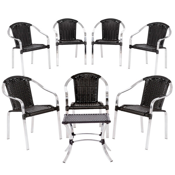 Kit 07 Cadeiras Tóquio De Área Em Alumínio E Fibra Sintética