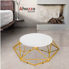 Kit 07 Mesa De Centro Life Industrial Pé Ferro Dourado Tampo