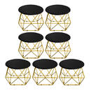 Kit 07 Mesa De Centro Lol Industrial Pé Ferro Dourado Tampo M