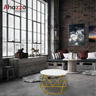 Kit 07 Mesa De Centro Lol Industrial Pé Ferro Dourado Tampo M