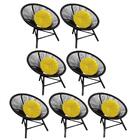 Kit 07 Poltrona Cadeira Corino Amarelo