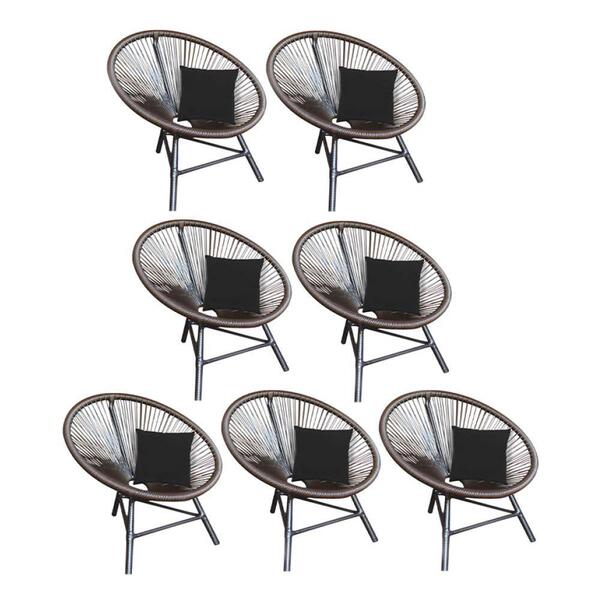 Kit 07 Poltrona Cadeira Corino Preto