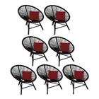 Kit 07 Poltrona Cadeira Corino Vermelho