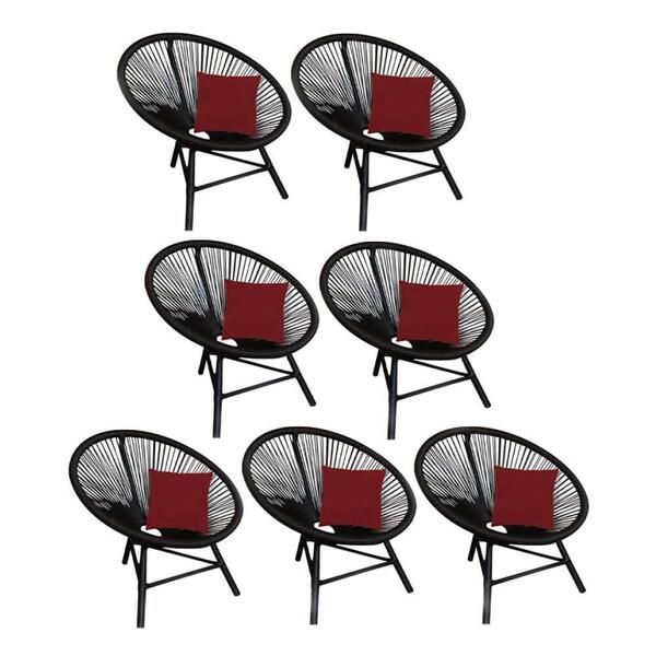 Kit 07 Poltrona Cadeira Corino Vermelho