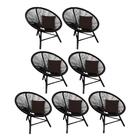 Kit 07 Poltrona Cadeira Suede Marrom