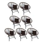 Kit 07 Poltrona Cadeira Suede Marrom