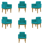 Kit 07 Poltronas Decorativa Reforçadas Sala Balaqui Decor Azu