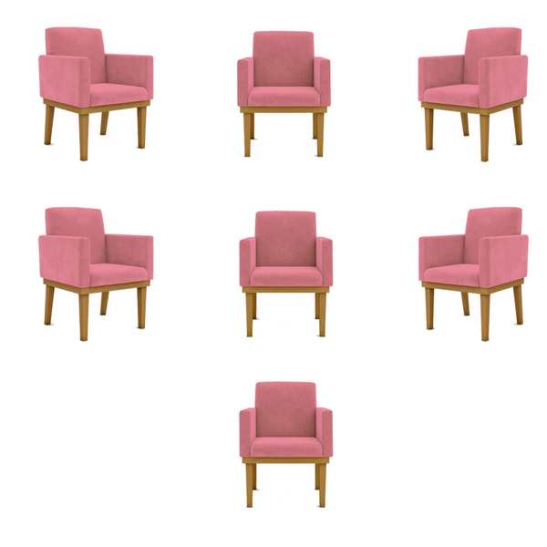 Kit 07 Poltronas Decorativa Reforçadas Sala Balaqui Decor Rosa
