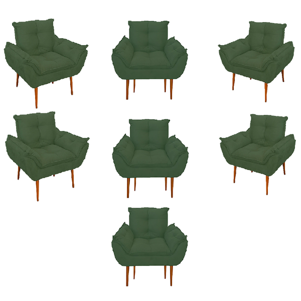 Kit 07 Poltronas Decorativas Opala Retro Consultório Verde