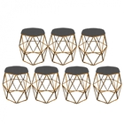 Kit 07 Puff Banqueta Aramado Luna Para Penteadeira Hexágono B