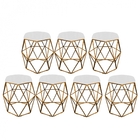 Kit 07 Puff Banqueta Aramado Luna Para Penteadeira Hexágono B