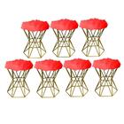 Kit 07 Puff Banqueta Louis Aramado Hexágono Dourado Pelúcia V