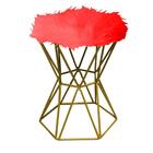 Kit 07 Puff Banqueta Louis Aramado Hexágono Dourado Pelúcia V