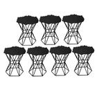 Kit 07 Puff Banqueta Louis Aramado Hexágono Preto Pelúcia Pre