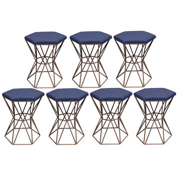 Kit 07 Puff Banqueta Louis Industrial Para Penteadeira Sala H