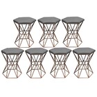 Kit 07 Puff Banqueta Louis Industrial Para Penteadeira Sala H