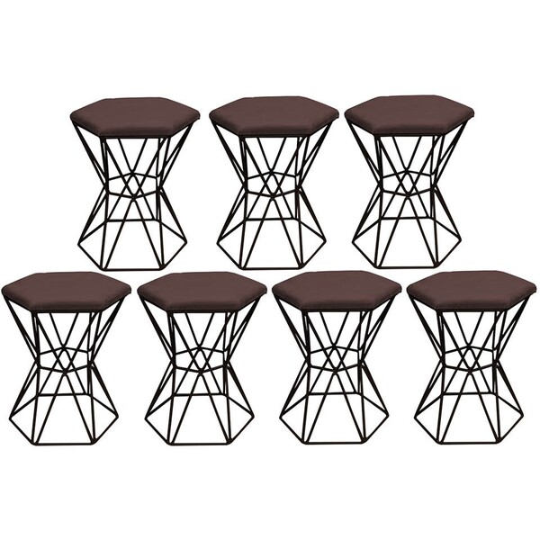 Kit 07 Puff Banqueta Louis Industrial Para Penteadeira Sala H