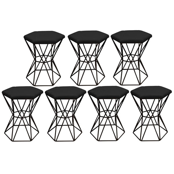 Kit 07 Puff Banqueta Louis Industrial Para Penteadeira Sala H