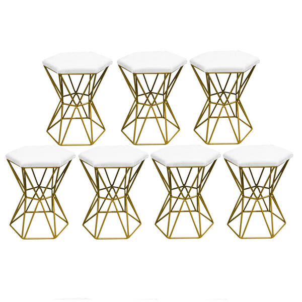 Kit 07 Puff Banqueta Louis Industrial Para Penteadeira Sala H