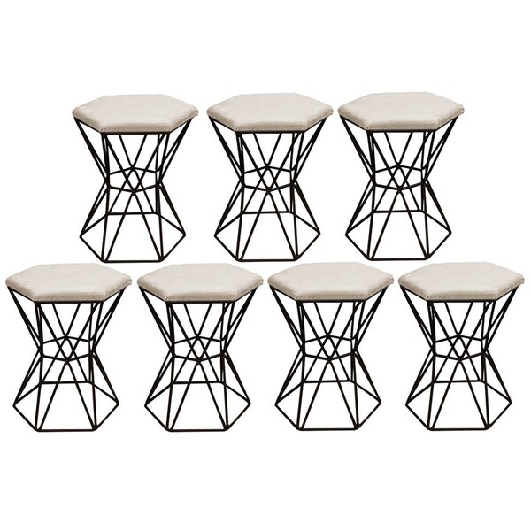 Kit 07 Puff Banqueta Louis Industrial Para Penteadeira Sala H