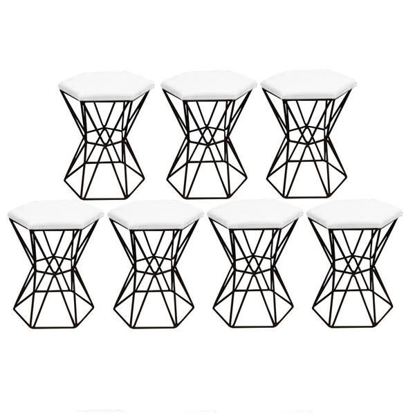 Kit 07 Puff Banqueta Louis Industrial Para Penteadeira Sala H