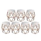 Kit 07 Puff Banqueta Luna Aramado Hexágono Bronze Pelúcia Bra