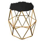 Kit 07 Puff Banqueta Luna Aramado Hexágono Dourado Pelúcia Pr