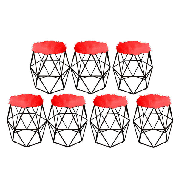 Kit 07 Puff Banqueta Luna Aramado Hexágono Para Penteadeira S