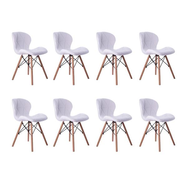 Kit 08  Cadeiras Estofada Jantar Charles Eames Eiffel Slim Wo