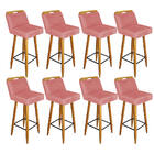Kit 08 Banqueta Alta C/ Encosto Lith Para Cozinha Bar Balcão