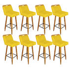 Kit 08 Banqueta Alta C/ Encosto Lith Para Cozinha Bar Balcão