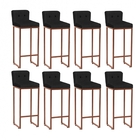 Kit 08 Banqueta Alta C/ Encosto Lucca Industrial Cozinha Balc