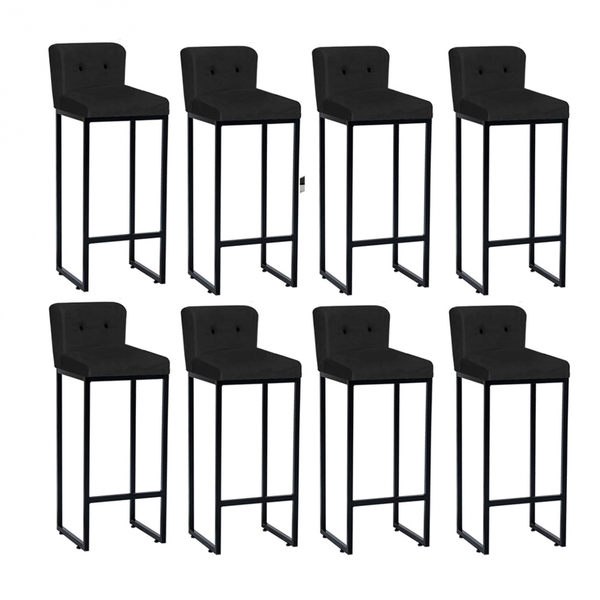 Kit 08 Banqueta Alta C/ Encosto Lucca Industrial Cozinha Balc