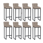 Kit 08 Banqueta Alta C/ Encosto Lucca Industrial Cozinha Balc