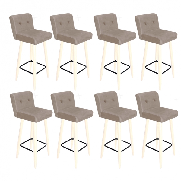 Kit 08 Banqueta Alta Com Encosto Lana Cozinha Balcão Bistrô P
