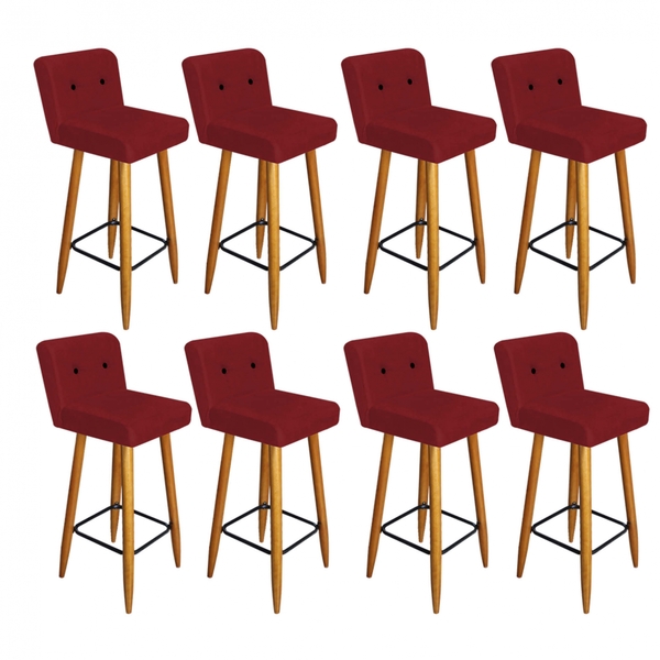 Kit 08 Banqueta Alta Com Encosto Lana Cozinha Balcão Bistrô P