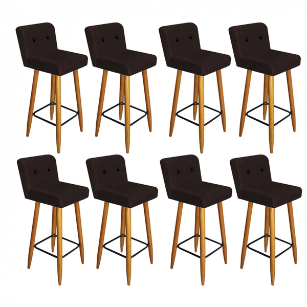 Kit 08 Banqueta Alta Com Encosto Lana Cozinha Balcão Bistrô P