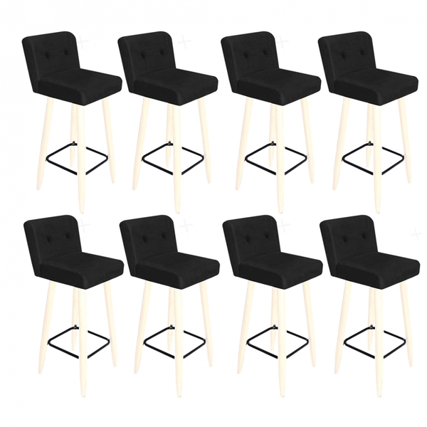 Kit 08 Banqueta Alta Com Encosto Lana Cozinha Balcão Bistrô P