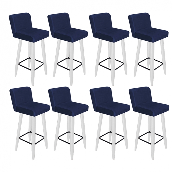 Kit 08 Banqueta Alta Com Encosto Lana Para Cozinha Bar Balcão