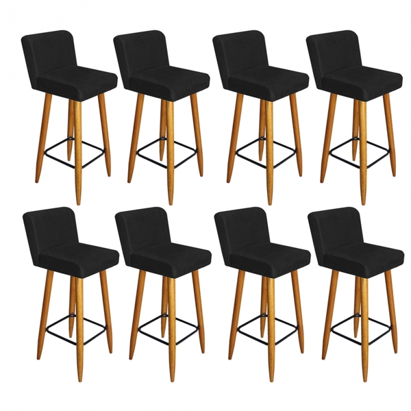 Kit 08 Banqueta Alta Com Encosto Lana Para Cozinha Bar Balcão