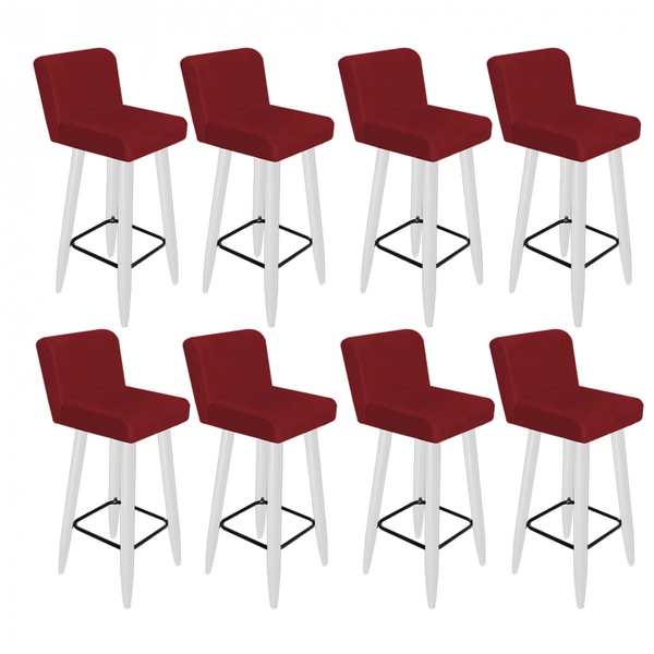 Kit 08 Banqueta Alta Com Encosto Lana Para Cozinha Bar Balcão