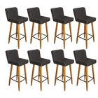 Kit 08 Banqueta Alta Com Encosto Lana Para Cozinha Bar Balcão