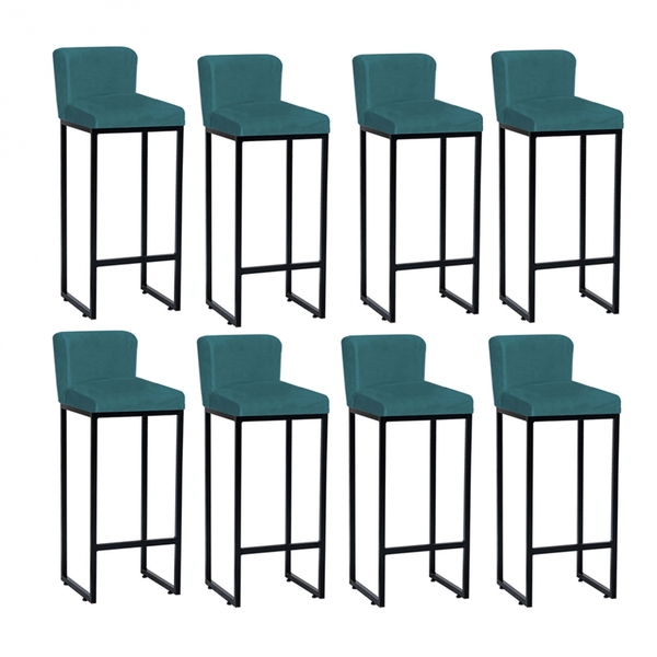 Kit 08 Banqueta Alta Com Encosto Lucca Industrial Cozinha Bal