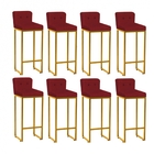 Kit 08 Banqueta Alta Com Encosto Lucca Industrial Cozinha Bal