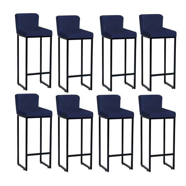 Kit 08 Banqueta Alta Com Encosto Lucca Industrial Cozinha Bal