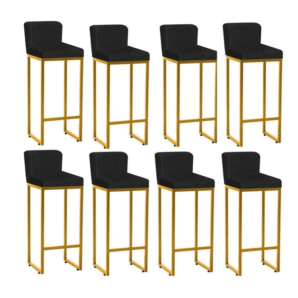 Kit 08 Banqueta Alta Com Encosto Lucca Industrial Cozinha Bal